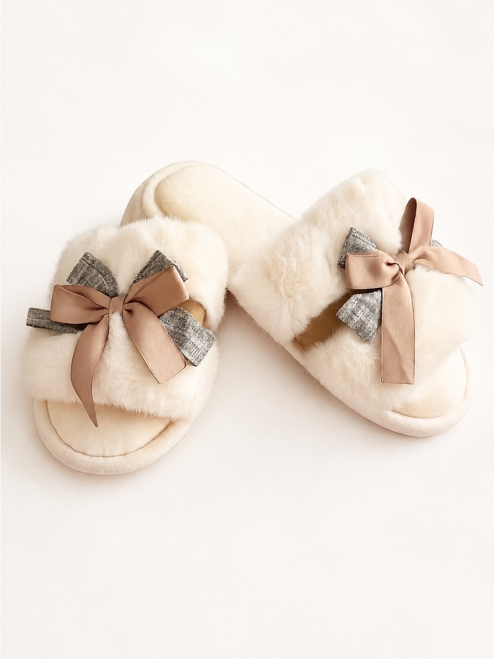 Unbranded • Cozy Faux Fur Bow Slippers